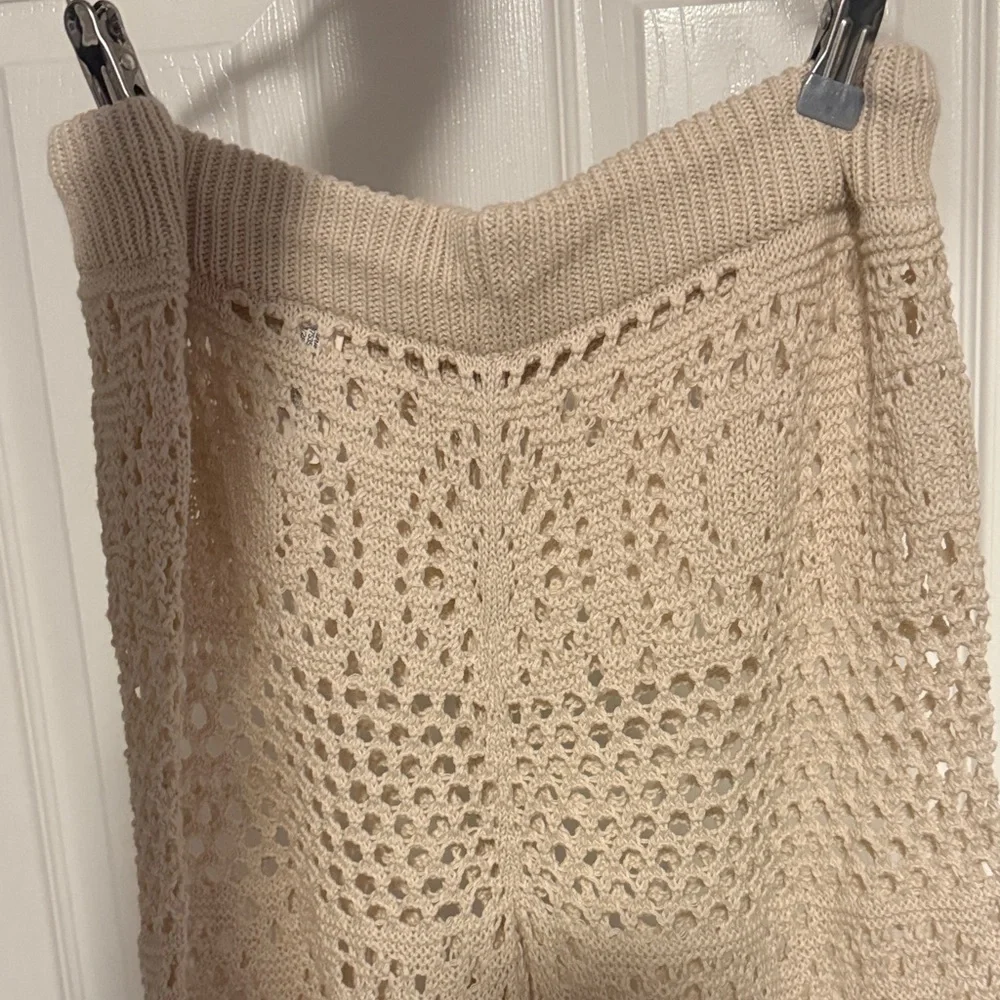 Aerie Beige Crochet Knit Pants - Picture 4 of 5
